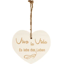 Kleines Vintage-Herz Aus Holz "Viva La Vida - Es Lebe Das Leben" 24005