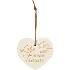 Kleines Vintage-Herz Aus Holz "Lebe Deinen Traum" 24008