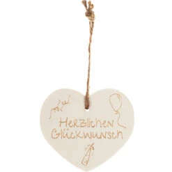 Kleines Vintage-Herz Aus Holz "Herzlichen Glückwunsch" 24017