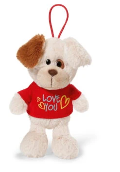 Nici 40183 Hund Mit T-Shirt "Love You" Anhänger Mit Loop 15cm Plüsch Love