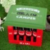 Gilde Bierkasten Sitzkissen "Happy Camper" Ca. 44x34cm Sitzpolster Grün 42979