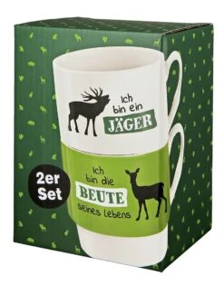 Gilde 44149 Stapeltasse 2teilig "Jagd" Jäger & Beute Porzellan Geschenkset -Spielzeug Angebote 44149 2 6