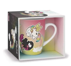 Nici 47387 Porzellantasse 310ml Einhorn Rainbow Yin & Yang Auf Wolken
