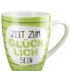 Gilde 50762 Porzellan Tasse "Zeit Zum Glücklich Sein" Ca. 360ml Grün