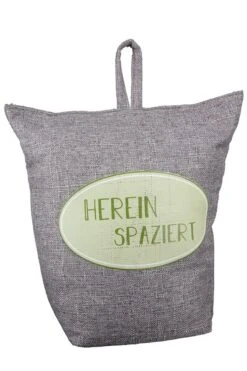 Gilde 50778 Türstopper "Hereinspaziert" Sack Aus Stoff Ca 20cm Grau