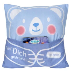 Hergo Sofahelden Kissen Mit Taschen 43x43cm - Kids Umarmung Bär 8956